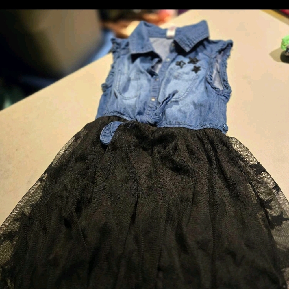 Justice Blue Denim/Tulle Dress